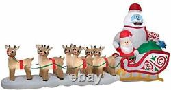 Colossal 16.5' Rudolph with Santa & Bumble In Sleigh Airblown Inflatable Christmas
