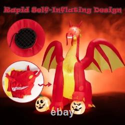 Decoracion de Halloween Dragon de Fuego Gigante Inflable de 10ft con luces LED