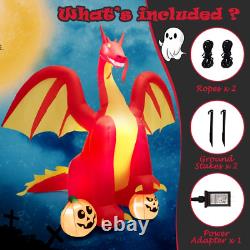 Decoracion de Halloween Dragon de Fuego Gigante Inflable de 10ft con luces LED