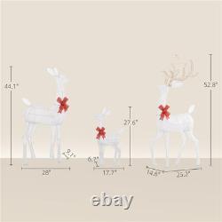 Deer Family 3 pcs red gift knot outdoor inflatable LED Christmas courtyard light