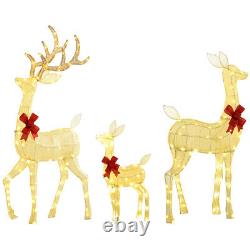 Deer Family 3 pcs red gift knot outdoor inflatable LED Christmas courtyard light