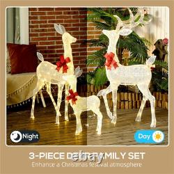 Deer Family 3 pcs red gift knot outdoor inflatable LED Christmas courtyard light