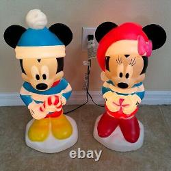 Disney 2022 Gemmy Mickey & Minnie Mouse 24 Lighted Holiday Christmas Blow Mold