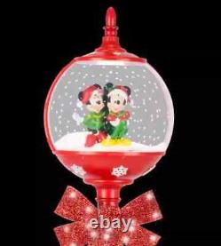 Disney 5-ft LED Mickey & Minnie Swirling Snow Snow Globe Lamp Post Decoration