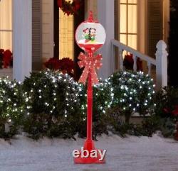 Disney 5-ft LED Mickey & Minnie Swirling Snow Snowglobe Lamp Post Decoration