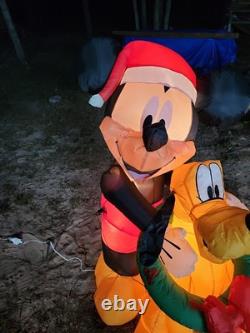 Disney Airblown Micky Mouse With Pluto Self Inflating With Lights 5ft Mint Disney Airblown Micky Mouse With Pluto Self Inflating With Lights 5ft Mint