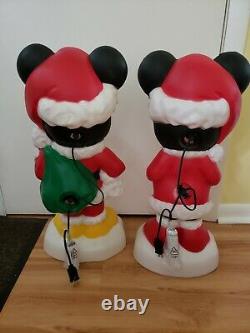 Disney Gemmy Christmas Mickey & Minnie Lighted Blow Mold Yard Decor Set/2 New