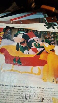 Disney Mickey, GOOFY & Pluto Lighted Christmas Inflatable Airblown HTF w box 8