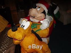 Disney Mickey, GOOFY & Pluto Lighted Christmas Inflatable Airblown HTF w box 8