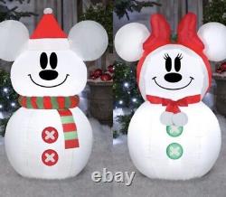 Disney Mickey Mouse & Minnie Mouse Christmas Snowman Airblown Inflatable Set