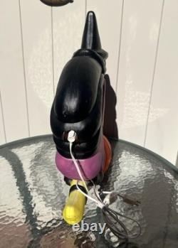 Don Featherstone Vintage Blowmold Purple Witch Riding Broom Light Halloween Deco
