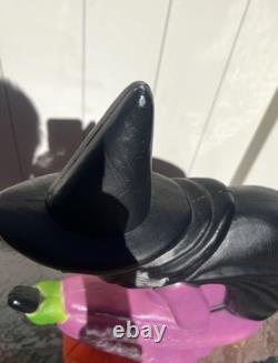 Don Featherstone Vintage Blowmold Purple Witch Riding Broom Light Halloween Deco