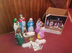 EMPIRE TableTop Miniature Blow Mold Nativity 10 piece set in original box rare