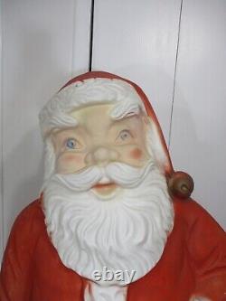 ENORMOUS 5 FOOT Vtg BECO Life Size' Santa Claus Lighted Christmas Blow Mold RARE