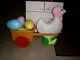 Easter Blow Mold Lighted Mother Hen With Chick Pulling Cart Color Eggs Blow Mold