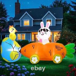 Easter Bunny Car Carrot Egg Airblown Inflatable Decor Outdoor LED Blow Up Lawn