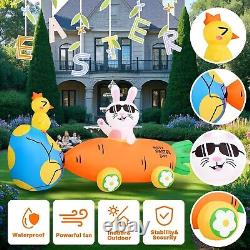 Easter Bunny Car Carrot Egg Airblown Inflatable Decor Outdoor LED Blow Up Lawn