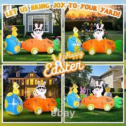 Easter Bunny Car Carrot Egg Airblown Inflatable Decor Outdoor LED Blow Up Lawn