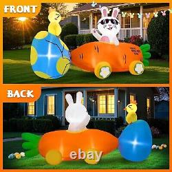 Easter Bunny Car Carrot Egg Airblown Inflatable Decor Outdoor LED Blow Up Lawn