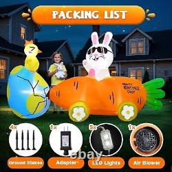 Easter Bunny Car Carrot Egg Airblown Inflatable Decor Outdoor LED Blow Up Lawn