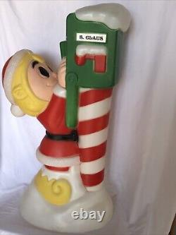 Elf with Mailbox Vintage 34 General Foam Blow Mold Santa Claus Sign Yard Decor