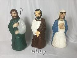 Empire 10 Piece Nativity Set Blow Mold Table Top Christmas Lights Up Vintage