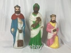 Empire 10 Piece Nativity Set Blow Mold Table Top Christmas Lights Up Vintage