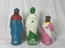 Empire 10 Piece Nativity Set Blow Mold Table Top Christmas Lights Up Vintage