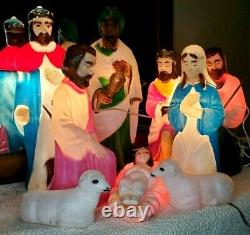 Empire 10 piece Blow Mold Nativity Set Miniature Plastic Lighted Christmas