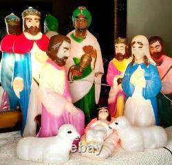 Empire 10 piece Blow Mold Nativity Set Miniature Plastic Lighted Christmas