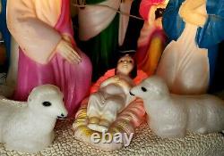 Empire 10 piece Blow Mold Nativity Set Miniature Plastic Lighted Christmas