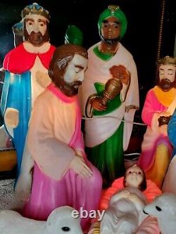 Empire 10 piece Blow Mold Nativity Set Miniature Plastic Lighted Christmas