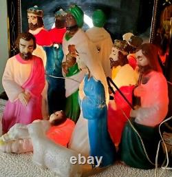 Empire 10 piece Blow Mold Nativity Set Miniature Plastic Lighted Christmas