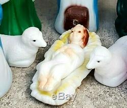 Empire 10 piece Set Miniature Blow Mold Nativity Set Lighted Christmas With Box