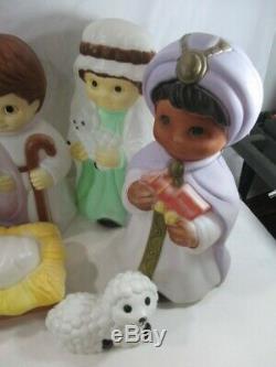 Empire Blow Mold Childrens Nativity Set 9 Pieces Vintage Nice No Light Cords