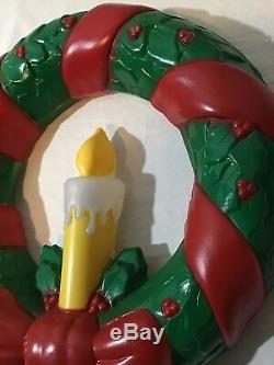 Empire Blow Mold Illuminated Christmas Wreath With Candle 1692 Original Box