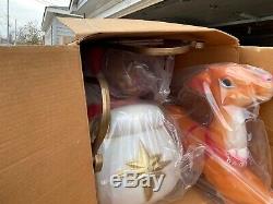 Empire Blow Mold Large Santa in Sleigh And 9 Reindeer