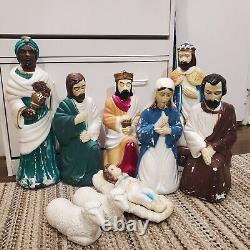 Empire Blow Mold Nativity Set 9 Pieces Outdoor Christmas Vintage Lawn Holiday