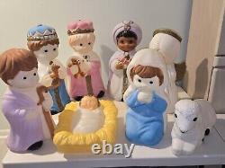 Empire Blow Mold Nativity Set WITH LIGHTS blow Molds Only Set Of 8 Piece READ