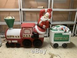 Empire Blow Mold S. R. R. Santa R. R. Train With Caboose Lighted Christmas Lawn Decor