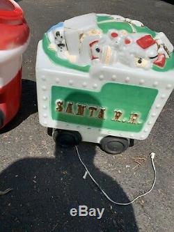 Empire Blow Mold S. R. R. Santa R. R. Train With Caboose Lighted Christmas Lawn Decor