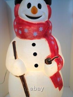 Empire Frosty Snowman 42 Blow Mold Christmas WORKS Pipe Hat Broom Red Scarf