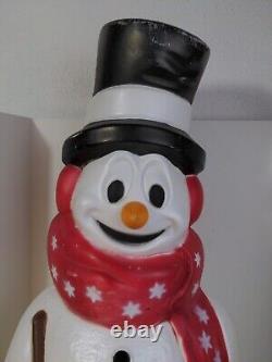Empire Frosty Snowman 42 Blow Mold Christmas WORKS Pipe Hat Broom Red Scarf