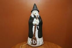 Empire Lighted Blow Mold 38 Halloween Witch with Broom Gray Hair #7403 GUC
