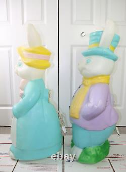 Empire Mr. & Mrs. Easter Bunny Rabbit Spring Blow Mold Aprox 34'' USA