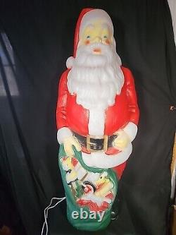 Empire Santa Claus Blow Mold 46 Green Toy Sack Christmas Lighted 1968 Vintage