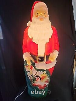 Empire Santa Claus Blow Mold 46 Green Toy Sack Christmas Lighted 1968 Vintage