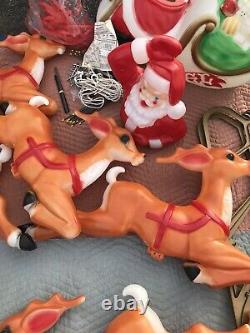 Empire Santa Claus Sleigh Blowmold 8 Reindeer RARE HTF BRAND NEW