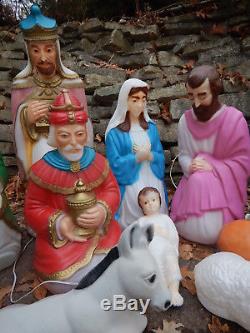 Empire Vintage Blow Mold Nativity Set 11 Piece Large Light Up Outdoor ...
