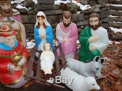 Empire Vintage Blow Mold Nativity Set +angel 11large Outdoor Christmas ...